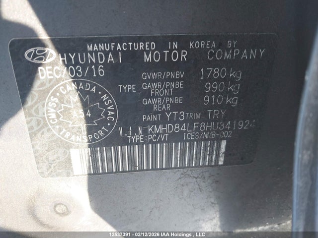 KMHD84LF8HU341924 Hyundai ELANTRA GL
