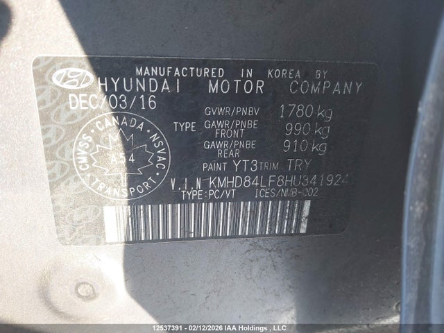 KMHD84LF8HU341924 Hyundai ELANTRA GL