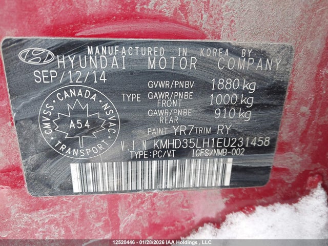 KMHD35LH1EU231458 Hyundai Elantra Gt Gls