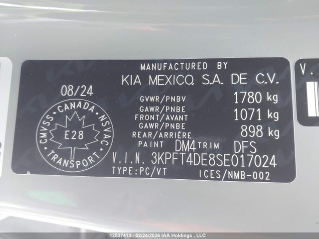 3KPFT4DE8SE017024 KIA K4 Lx