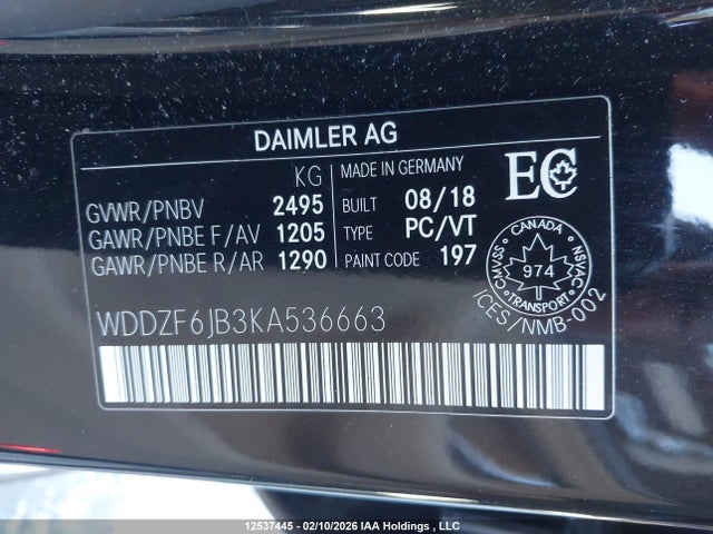 WDDZF6JB3KA536663 Mercedes-Benz E 450 4matic