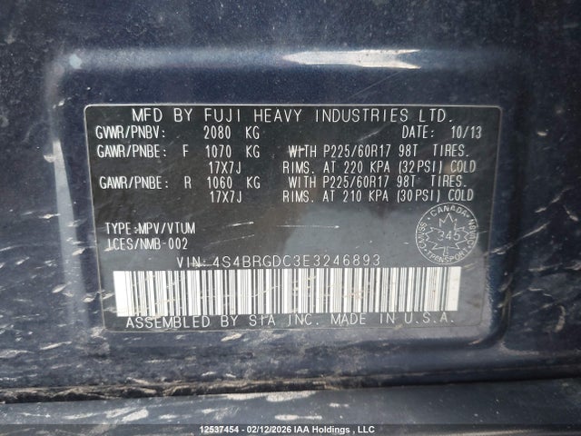 4S4BRGDC3E3246893 Subaru Outback 2.5i Premium