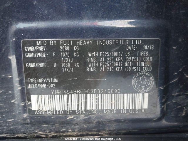 4S4BRGDC3E3246893 Subaru Outback 2.5i Premium