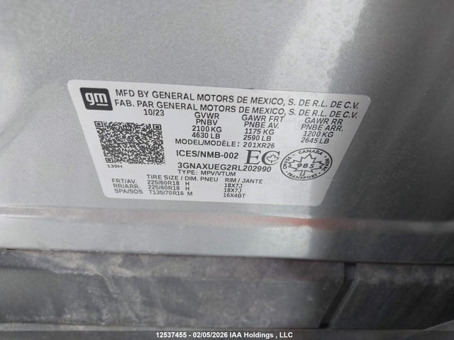 Aukcja sprzedaży 2024 Chevrolet Equinox Lt, vin: 3GNAXUEG2RL202990, numer aukcji: 12537455