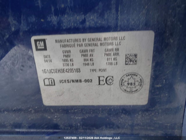 1G1JC5EH3E4205103 Chevrolet Sonic Lt Auto