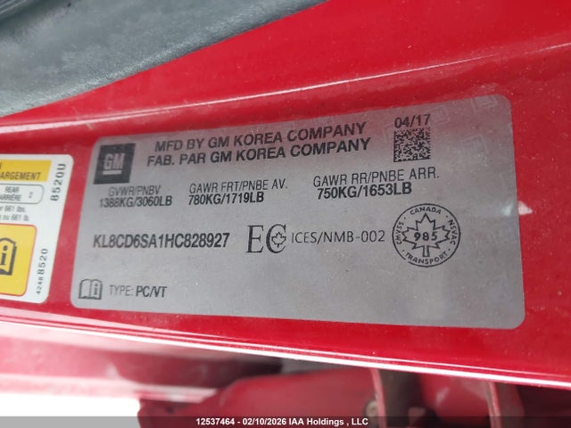 KL8CD6SA1HC828927 Chevrolet Spark 1lt Cvt