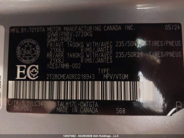 Продаж на аукціоні авто 2024 Lexus Rx 500h, vin: 2T2BCMEA0RC018943, номер лоту: 12537482