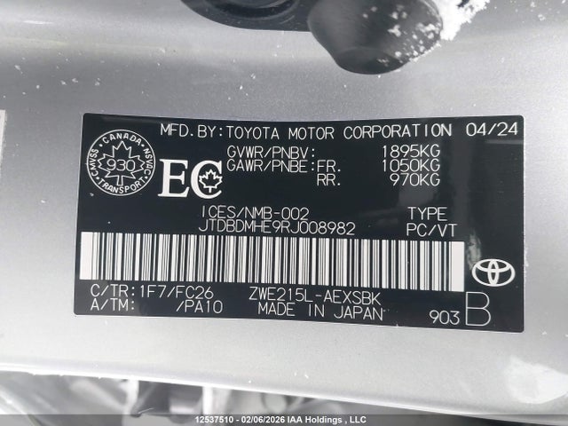 JTDBDMHE9RJ008982 Toyota Corolla Le/se/night Shade