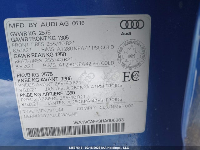 WA1VCAFP3HA006883 Audi SQ5