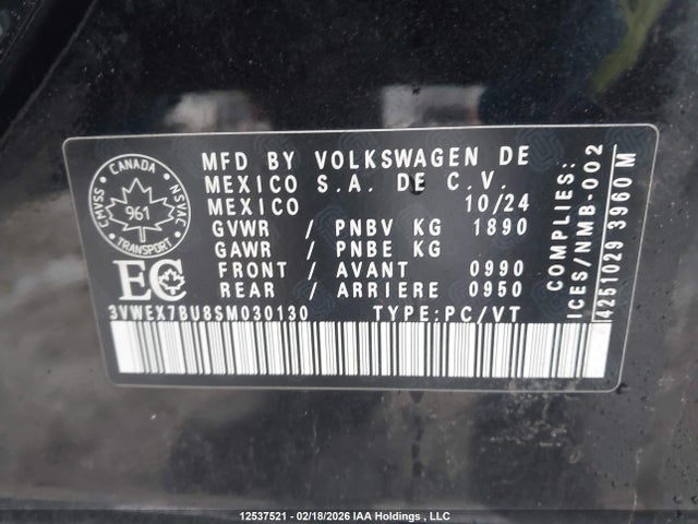 3VWEX7BU8SM030130 Volkswagen JETTA SE