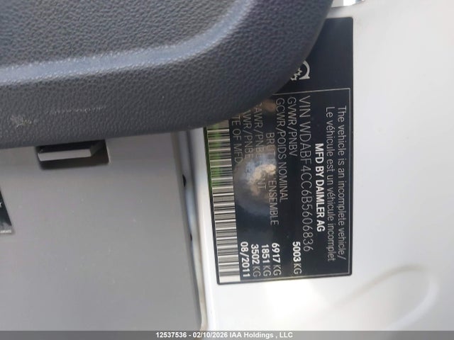 Aukcja sprzedaży 2011 Mercedes-benz Sprinter 3500, vin: WDABF4CC6B5606836, numer aukcji: 12537536