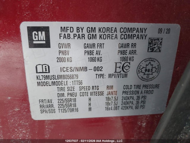 KL79MUSL6MB056879 Chevrolet Trailblazer Rs
