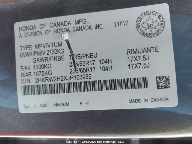 2HKRW2H2XJH103955 Honda CR-V LX