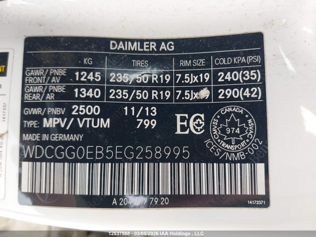 WDCGG0EB5EG258995 Mercedes-Benz Glk 250 Bluetec