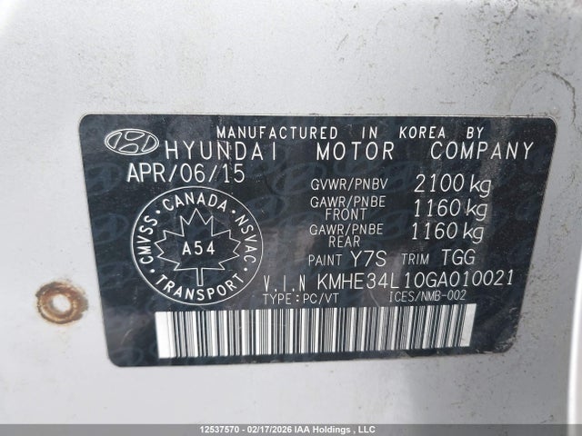 KMHE34L10GA010021 Hyundai Sonata Hybrid/limited
