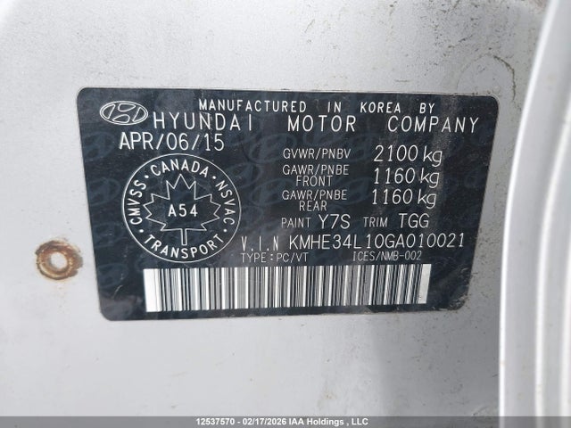 KMHE34L10GA010021 Hyundai Sonata Hybrid/limited
