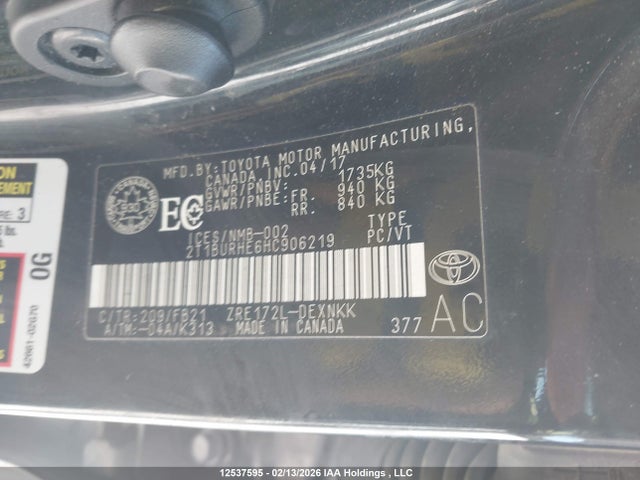 2T1BURHE6HC906219 Toyota COROLLA LE