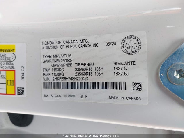 Honda CR-V EXL 2025 2HKRS6H74SH200424 Image 9