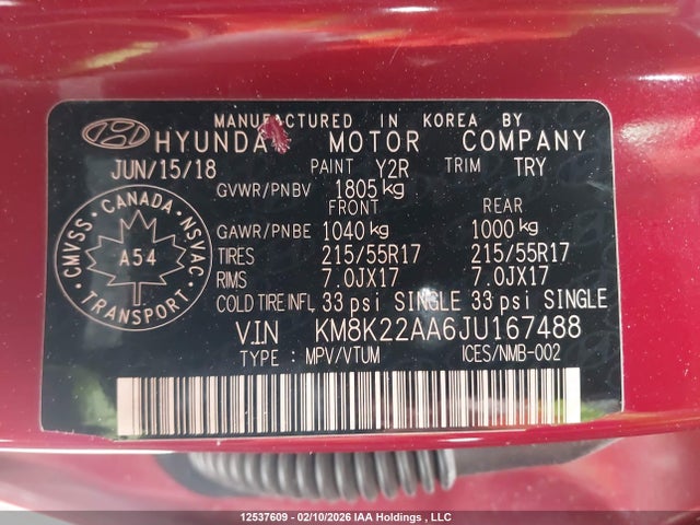 KM8K22AA6JU167488 Hyundai Kona