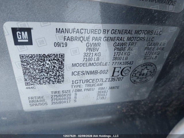 1GTU9CED7LZ135707 GMC Sierra 1500 Elevation