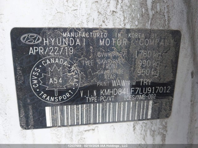 KMHD84LF7LU917012 Hyundai Elantra Preferred With Sun And Safety Package Auto Ivt