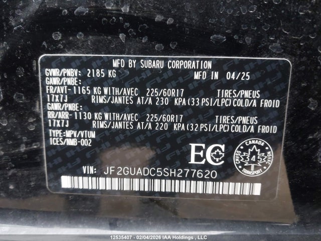 JF2GUADC5SH277620 Subaru Crosstrek Touring