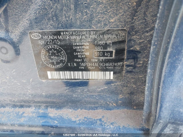 5NPDH4AE9GH682420 Hyundai ELANTRA GL