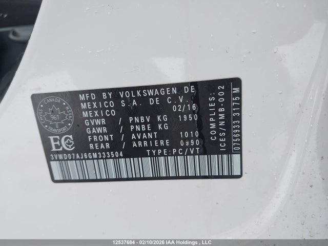 3VWD07AJ6GM333504 Volkswagen Jetta