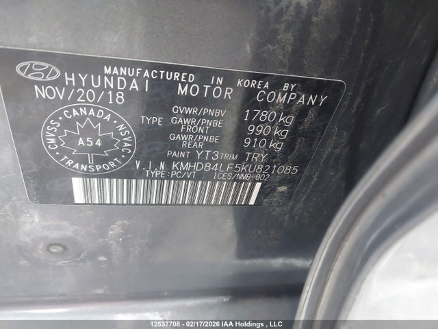 KMHD84LF5KU821085 Hyundai Elantra Sel/value/limited