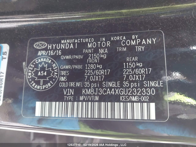 KM8J3CA4XGU232330 Hyundai Tucson Luxury