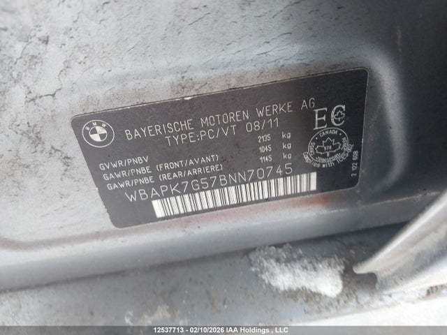 Aukcja sprzedaży 2011 Bmw 328 Xi, vin: WBAPK7G57BNN70745, numer aukcji: 12537713