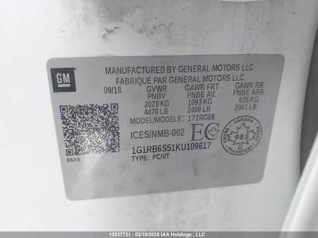 1G1RB6S51KU109617 Chevrolet Volt Premier