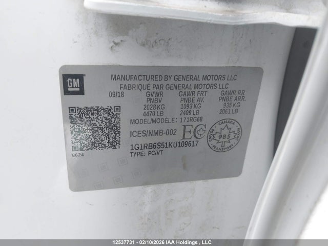 1G1RB6S51KU109617 Chevrolet Volt Premier