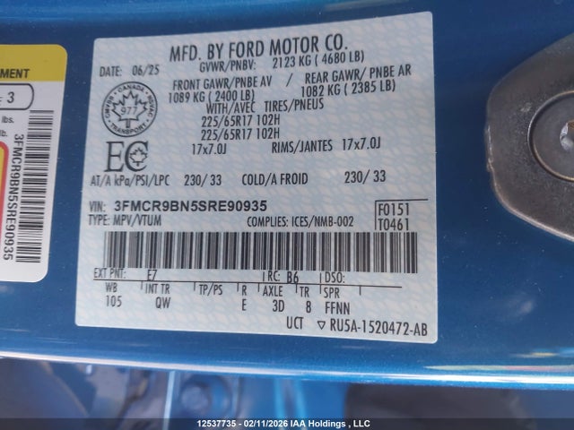 3FMCR9BN5SRE90935 Ford Bronco Sport Big Bend
