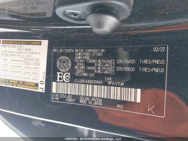 JTJJZKFA3N2039065 Lexus Rx 350l