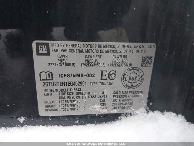 3GTU2TEH1EG452991 GMC SIERRA 1500