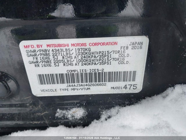 JA4AJ3AU4GZ606602 Mitsubishi RVR SE