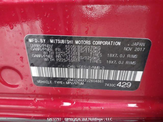 Продажа на аукционе авто 2018 Mitsubishi Outlander Gt, vin: JA4JZ4AX7JZ604861, номер лота: 12537793