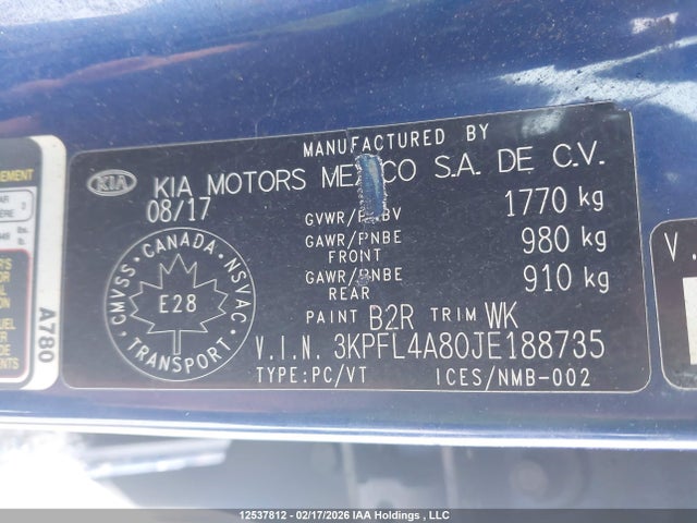3KPFL4A80JE188735 KIA Forte Ex/ex Luxury/ex+