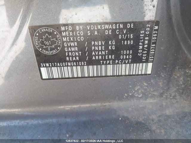 3VW217AU0FM061092 Volkswagen Golf