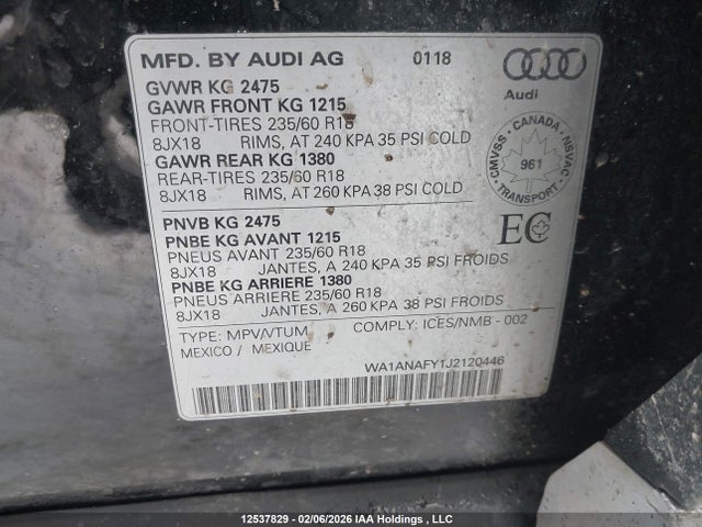 WA1ANAFY1J2120446 Audi Q5 PREMIUM