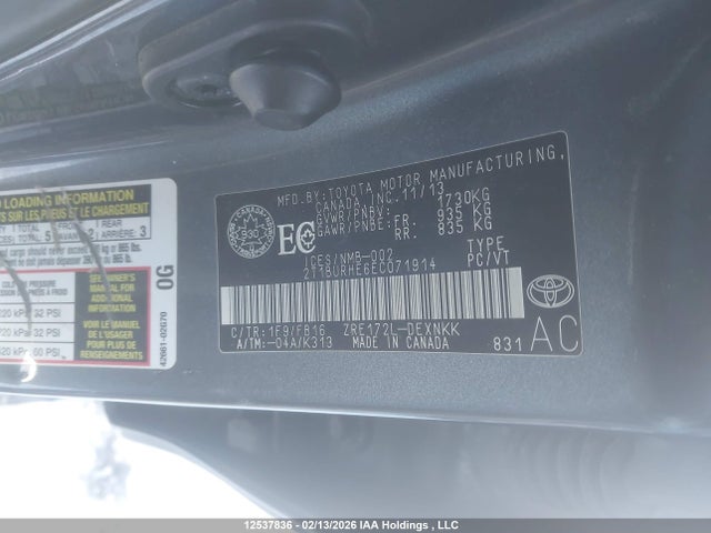 2T1BURHE6EC071914 Toyota Corolla L/le/le Pls/prm/s/s Pls