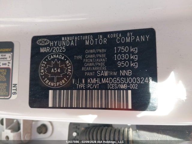 KMHLM4DG5SU003242 Hyundai Elantra Sel Sport