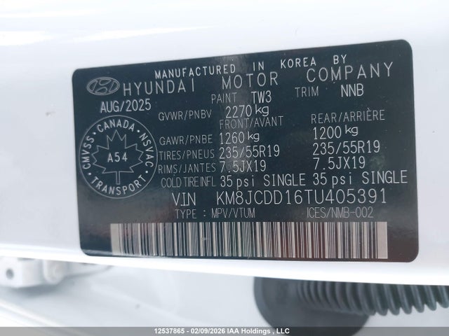 KM8JCDD16TU405391 Hyundai Tucson Sel Convenience