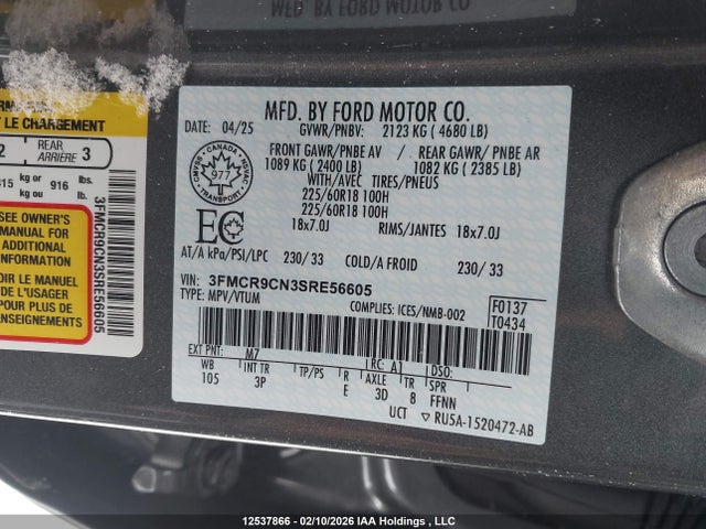 3FMCR9CN3SRE56605 Ford Bronco Sport Outer Banks