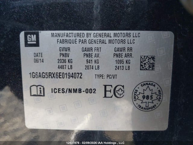1G6AG5RX6E0194072 Cadillac Ats Turbo