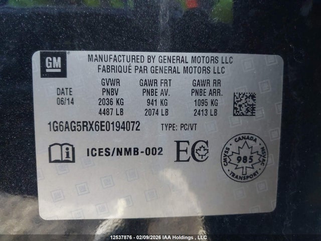 1G6AG5RX6E0194072 Cadillac Ats Turbo