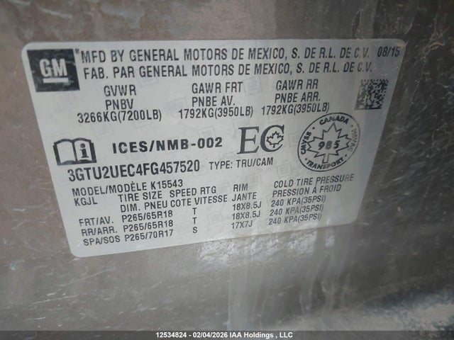 3GTU2UEC4FG457520 GMC Sierra 1500 Sle