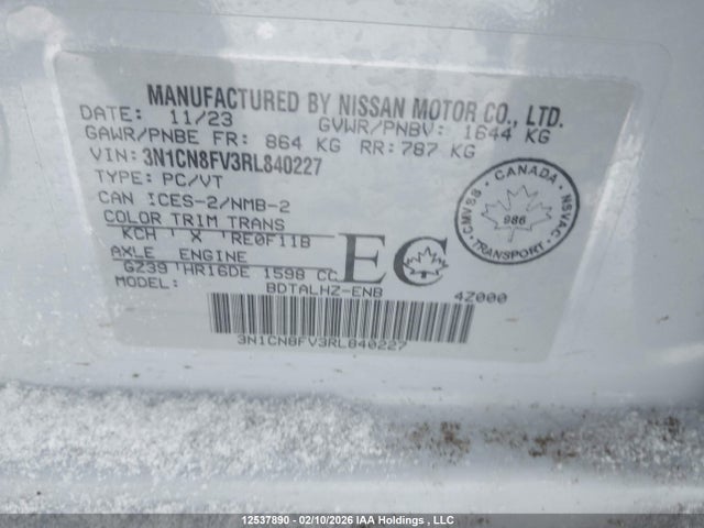 3N1CN8FV3RL840227 Nissan VERSA SR