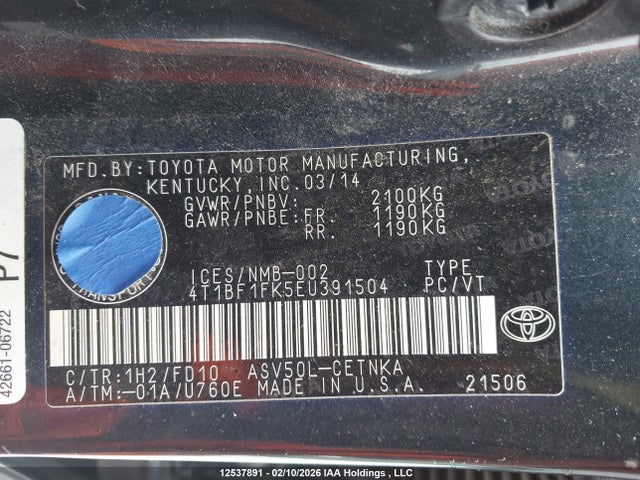 Toyota CAMRY LE 2014 4T1BF1FK5EU391504 Image 9